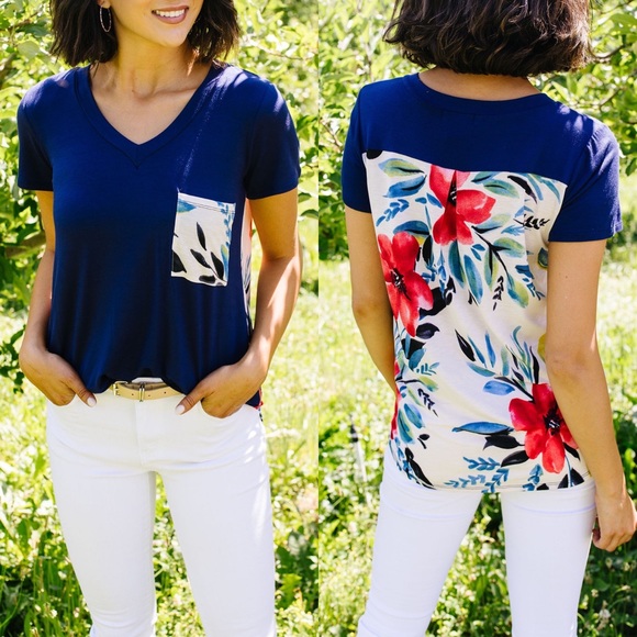 Dash of Pink Tops - Pocket Full of Posies V-Neck Top